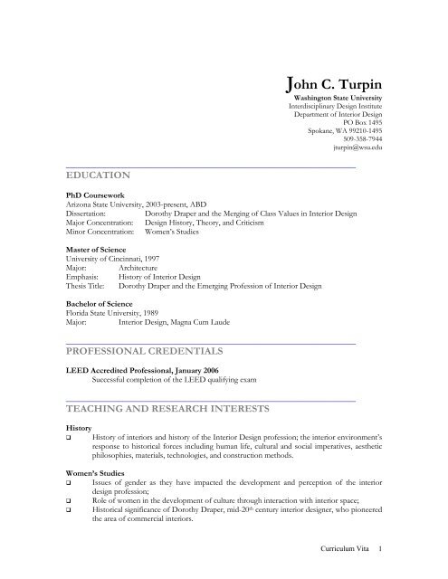 John C Turpin Washington State University At Spokane