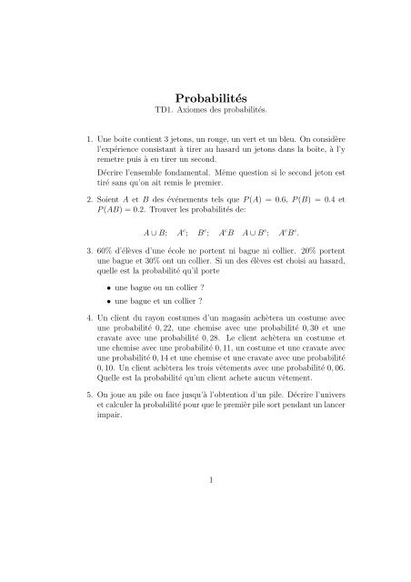ProbabilitÃ©s