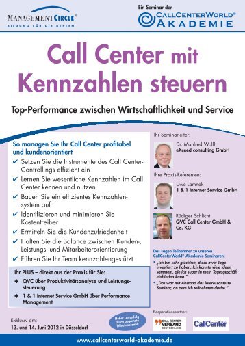 Seminar: Call Center mit Kennzahlen steuern - Management Circle AG