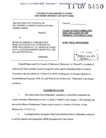 Case 1:11-cv-05450-NRB Document 1 Filed 08/05 ... - Hausfeld LLP