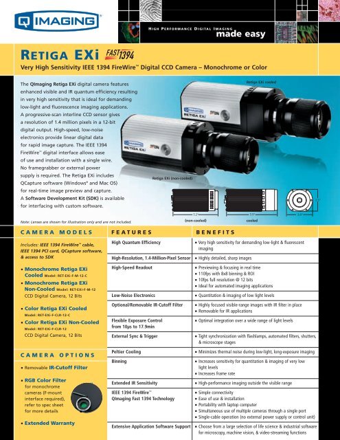 Retiga EXi Fast 1394 Data Sheet - QImaging