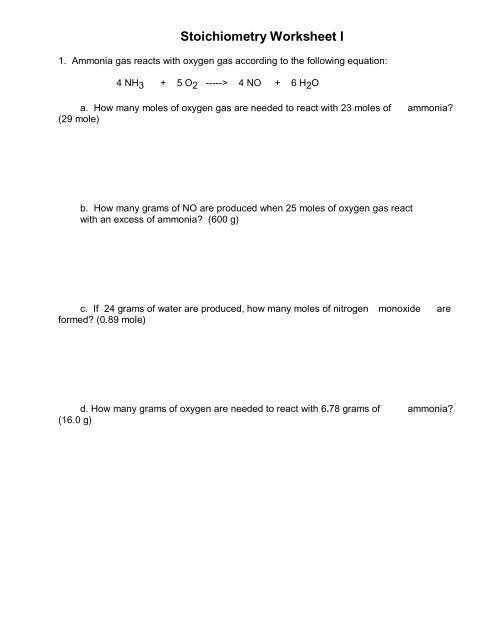 Day 005- Stoichiometry Worksheet 1 blank