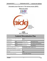 PROGRAMME AIDE IST-1-507674-IP Updated Dissemination Plan