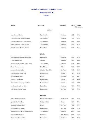 Fase III - programa nacional olimpÃ­adas de quÃ­mica