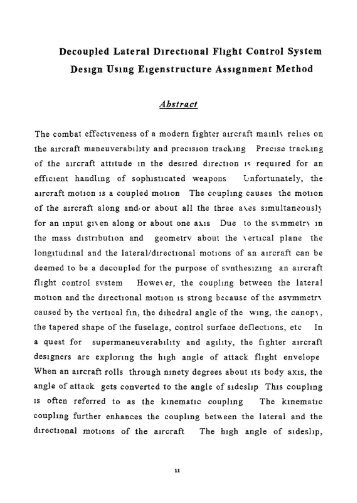 Decoupled Lateral Directional Flight Control System Deslgn Using ...