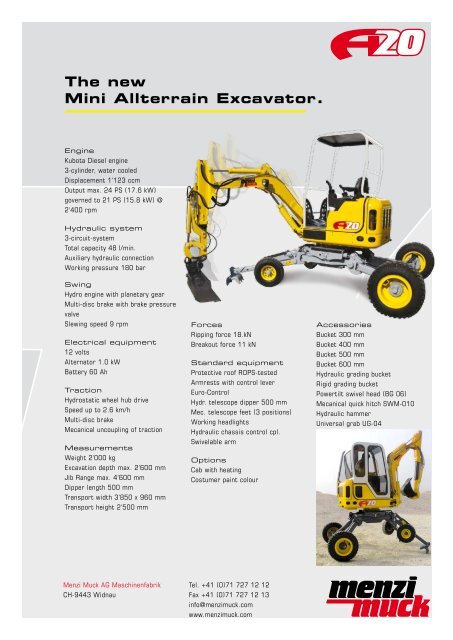 The New Mini Allterrain Excavator The World Of Menzi Muck