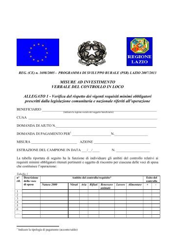 Allegato 1 alla Relazione Controlli in loco - Requisiti ... - Agricoltura