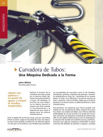 Curvadora de Tubos - Revista Metal Actual