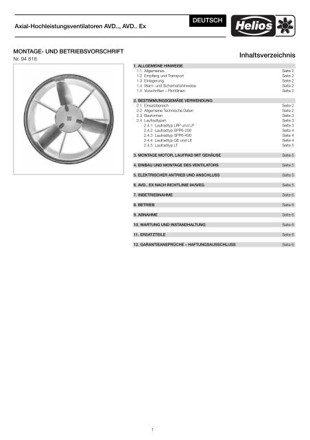 ACHTUNG! - Helios Ventilatoren GmbH + Co KG