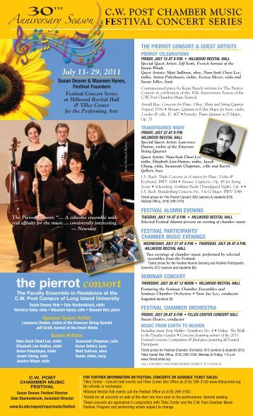 C.W. Post Chamber Music Festival Concert Flyer 2011 - Long Island ...