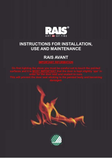 instructions for installation, use and maintenance rais ... - Robeys Ltd