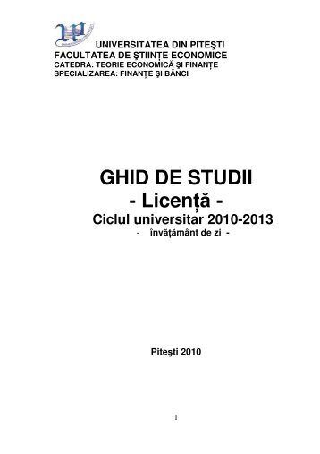 Licen Ä - Facultatea de Stiinte Economice - Universitatea din PiteÅti