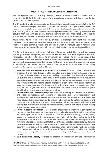 Rio+20 Common Statement - Freshwater Action Network