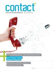 2010 Contact Centre Industry Directory First Call Resolution–The ...