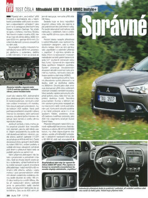 Test Mitsubishi ASX 1.8 DI-D MIVEC Instyle+ - M Motors CZ, s.r.o.