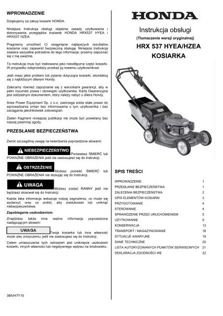 Honda hrx 537 service clearance manual
