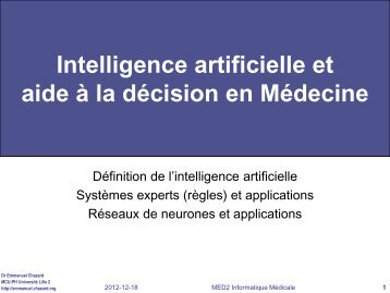 Intelligence artificielle et aide à la décision en Médecine - Chazard.org