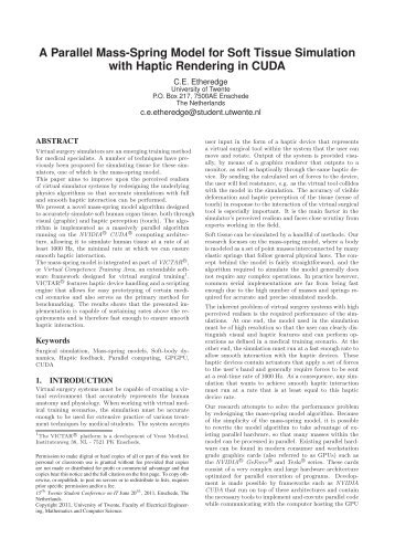 A Parallel Mass-Spring Model for Soft Tissue Simulation with Haptic ...