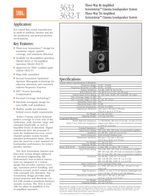 3632 Specification Sheet - JBL Professional