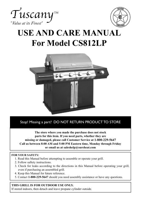 Tuscany grill parts cheap