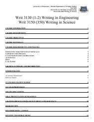 Writ 3130 (1-2) Writing in Engineering Writ 3150 (350 ... - David Beard