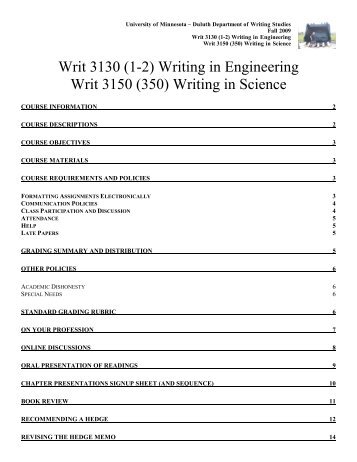 Writ 3130 (1-2) Writing in Engineering Writ 3150 (350 ... - David Beard