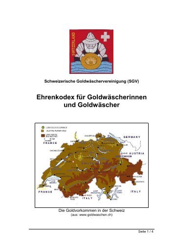 Ehrenkodex fÃ¼r GoldwÃ¤scherinnen und ... - Goldwaschen.ch