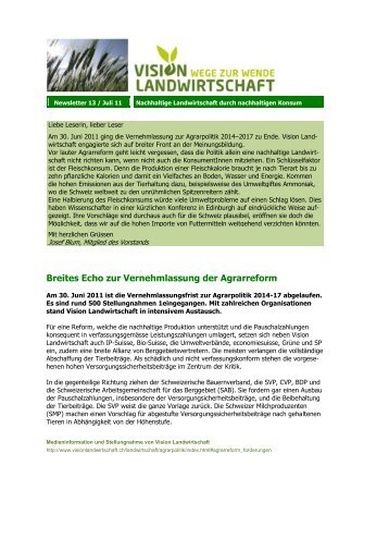 Nachhaltige Landwirtschaft durch nachhaltigen Konsum - Vision ...