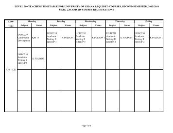 UGRC Timetable - University of Ghana