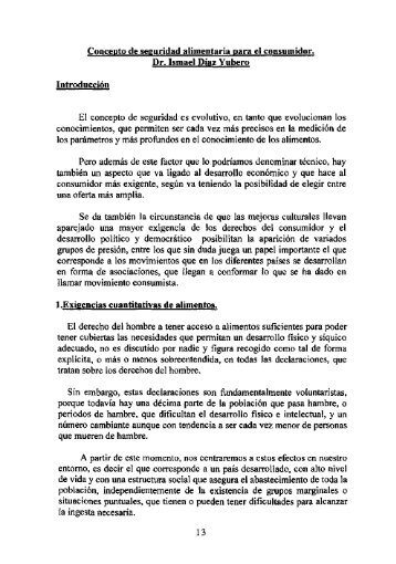 (2001): "Concepto de seguridad alimentaria para el consumidor"