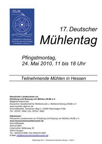 17. Deutscher -  Hessischer Landesverein zur Erhaltung und ...