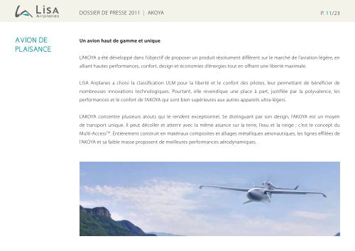 DOSSIER DE PRESSE LISA AIRPLANES