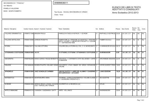 ANMM836011 ELENCO DEI LIBRI DI TESTO ... - Icmonteroberto.It