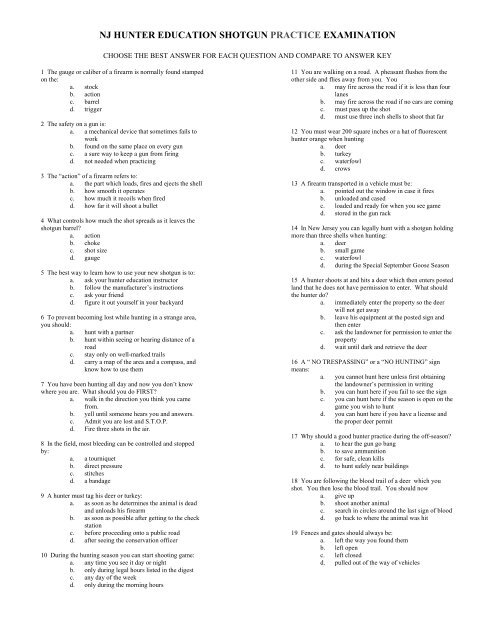 nj hunter education shotgun practice examination Division of Fish nj hunter education shotgun practice examination Division of Fish