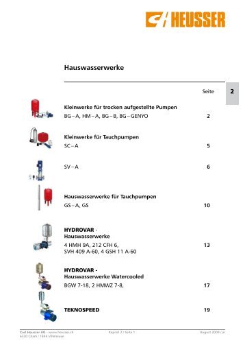 Hauswasserwerke - Carl Heusser AG