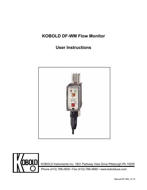 KOBOLD DF-WM Flow Monitor User Instructions