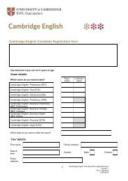 Cambridge English Candidate Registration form