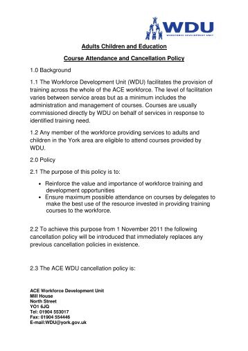 Course Attendance and Cancellation Policy