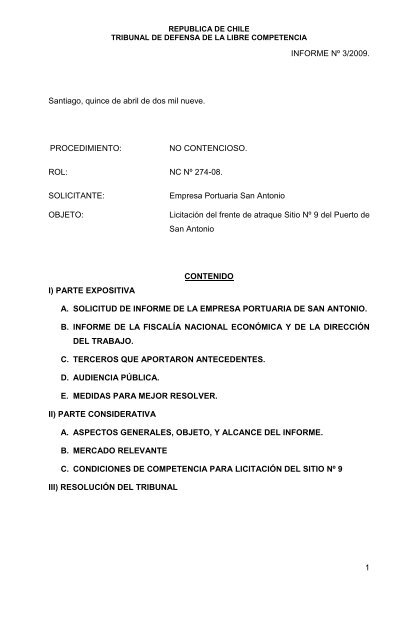 Informe Nº 3 - Tribunal de Defensa de la Libre Competencia