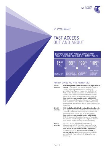 fast access out and about $10995 $9995 15gb $8995 - Bigpond