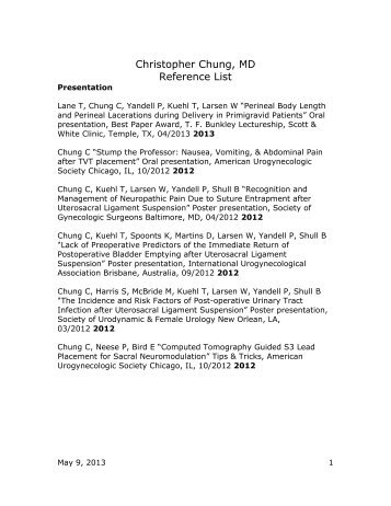 Christopher Chung, MD Reference List