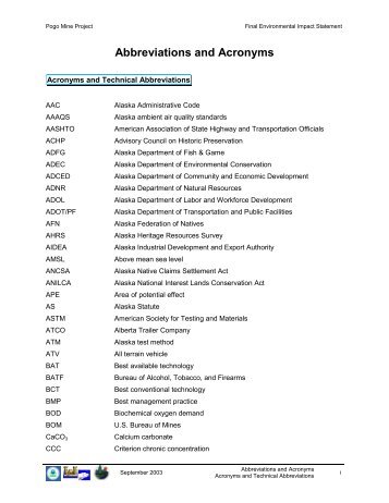 Abbreviations and Acronyms - Environmental Protection Agency ...