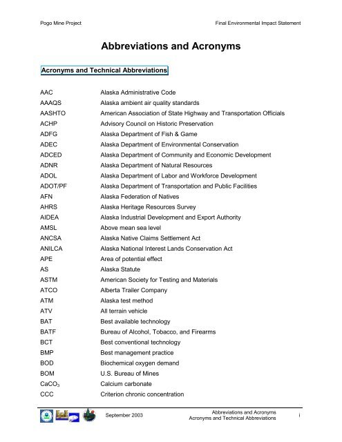 Abbreviations and Acronyms - Environmental Protection Agency ...