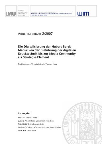 Die Digitalisierung der Hubert Burda Media: von der ... - EconBiz