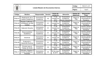 fac-01 listado maestro de documentos internos - Universidad de ...