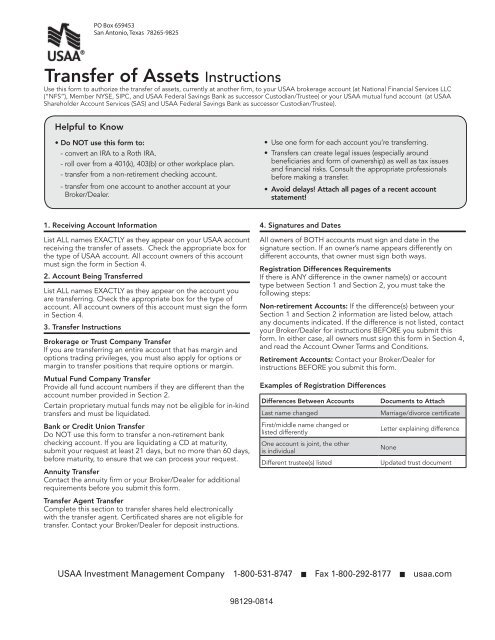 Investment Account Transfer Form - USAA.com