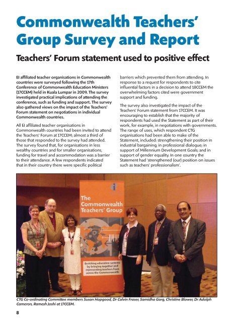 The Commonwealth Teachers' Group NEWSLETTER