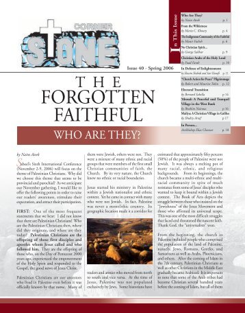 forgotten faithful - Sabeel, Ecumenical Liberation Theology Center