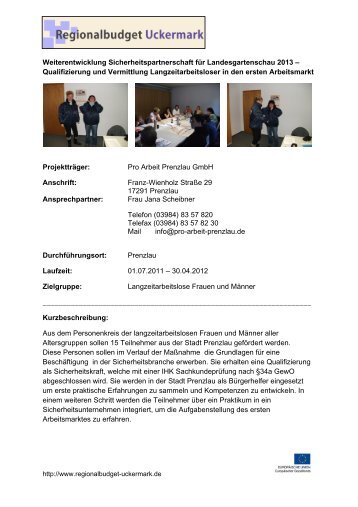 Pro Arbeit Prenzlau - Regionalbudget Uckermark