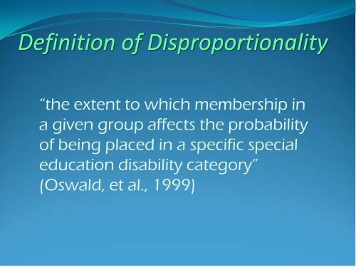 Disproportionate Representation of Culturally and ... - NCCRESt